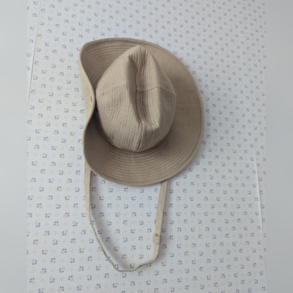 California Sun Valley Banana Republic Tan Wide Brim Sun Hat Snap Tie Safari - Picture 15 of 15